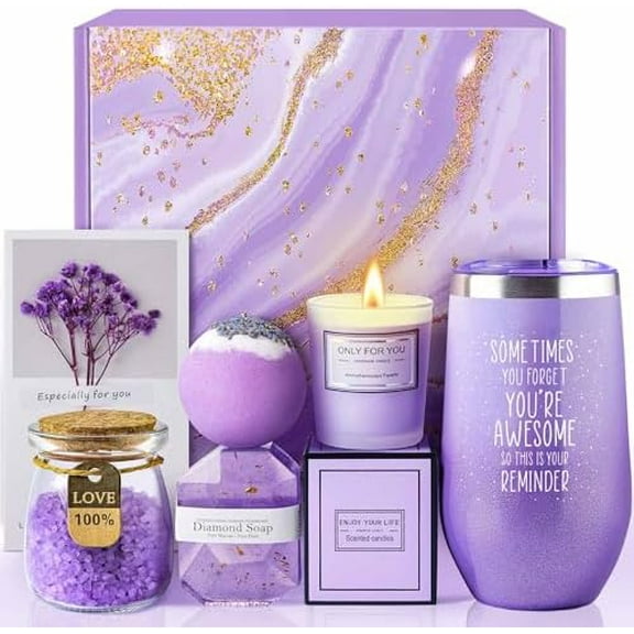 Gifts for Women, Mom, Wife, Girlfriend, Sister, Her - Happy Birthday, Christmas, Valentine' Day, Mothers Day Gifts - Lavender Spa Gift Basket Set$$Home Decor, Kitchen, & Other