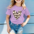 thumbnail image 2 of JAJAHO Kids Summer Top Girls Cute Graphic Tee Leopard Heart Print Short Sleeve Crew Neck Casual Comfortable Daily Wear T Shirt Ages 3-13 Years Trendy Tops, 2 of 4