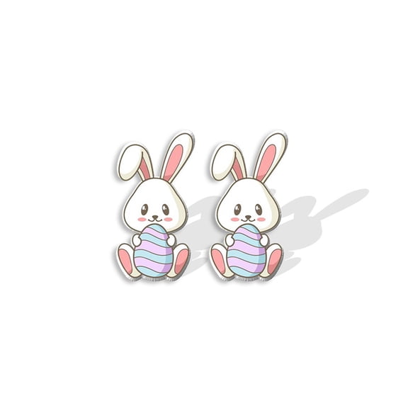 DESIGNICE Clip on Earrings Women Silver Acrylic Stud Earrings Easter Bunny Radish Earrings