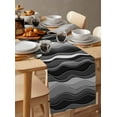 thumbnail image 6 of Black Stripes Table Runner Cotton Linen 48 Inch Holiday Dresser Scarves, Modern Simple Greyish Gradient Lines Tablerunner for Kitchen Coffee Dining Bedroom Living Room Dinner Scarf Décor 13''x48'', 6 of 9