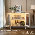 thumbnail image 5 of Glass Display Buffet Cabinet with LED Lighting, Adjustable Storage Shelves & Glass Doors, Sideboard Storage Cabinet for Kitchen,Living Room, Coffee Bar, Entryway (White, 62.8" W), 5 of 6