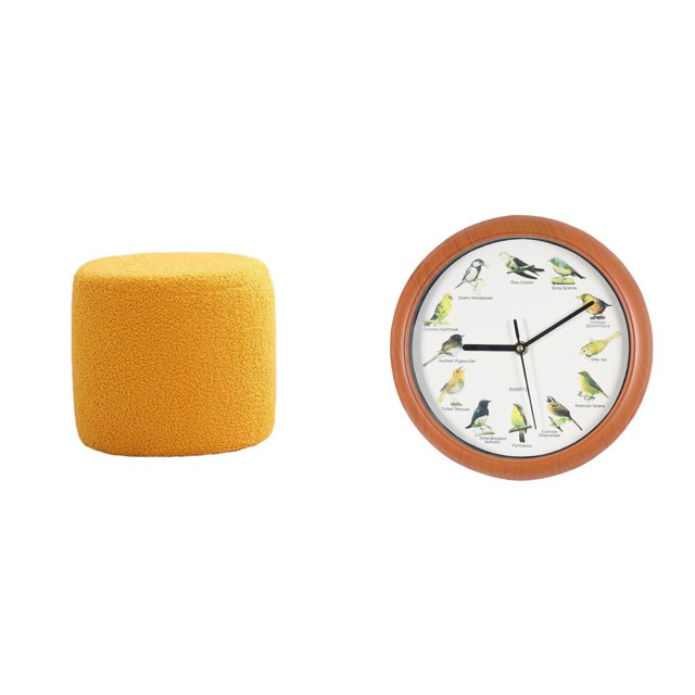 Reloj de pared con pájaro cantor, reposapiés, banco otomano decorativo, asiento para el hogar, la cocina, la oficina, el dormitorio, la guardería y el