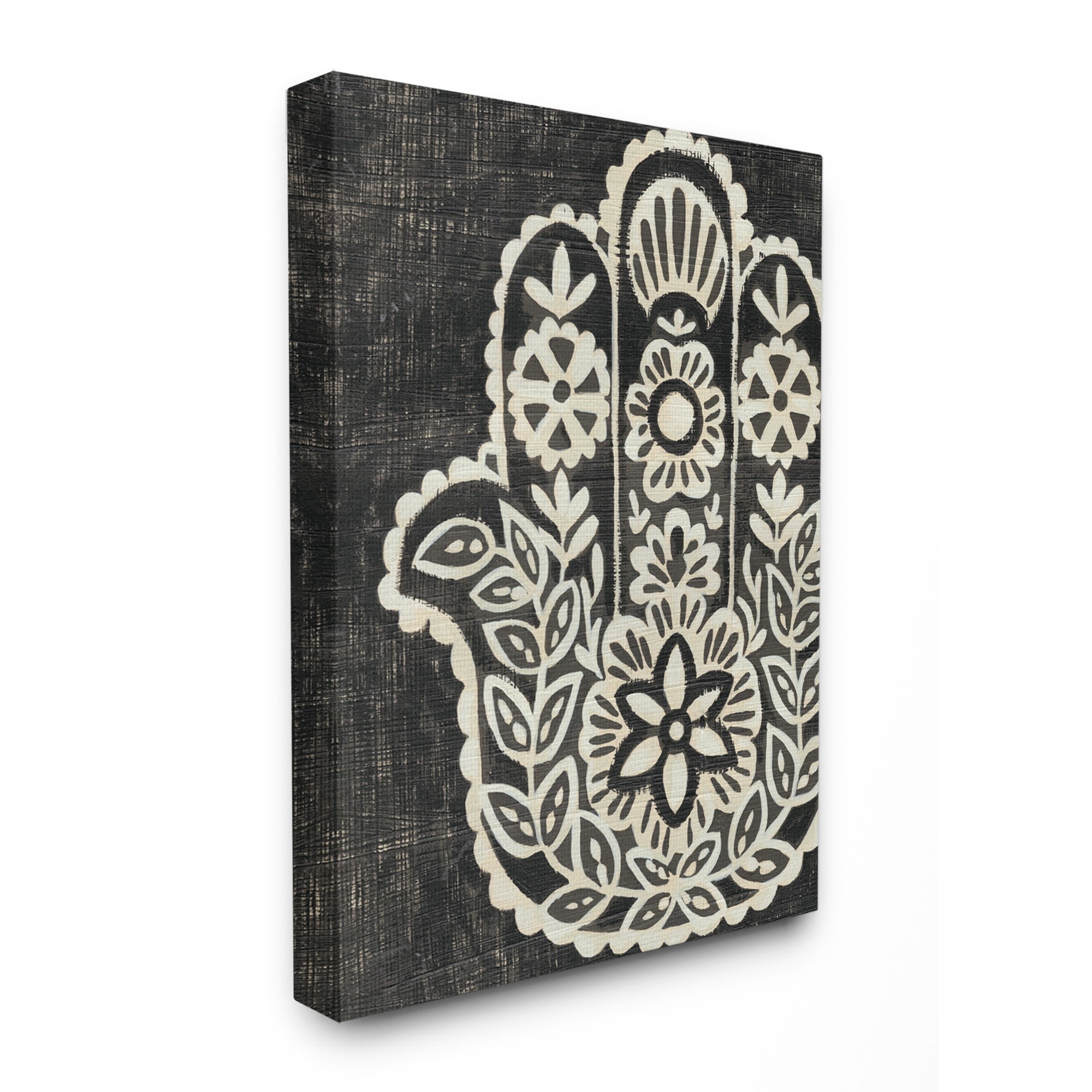 The Stupell Home Decor Collection Floral Pattern Black and White Hamsa ...