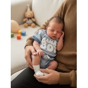 BemeyourBBs Infant Baby Boy Mamas Boy Outfit Newborn Boys Summer Clothes Waffle Knit Stripe Letter Embroidery Short Sleeve Romper Elastic Waist Shorts 2 Piece Set