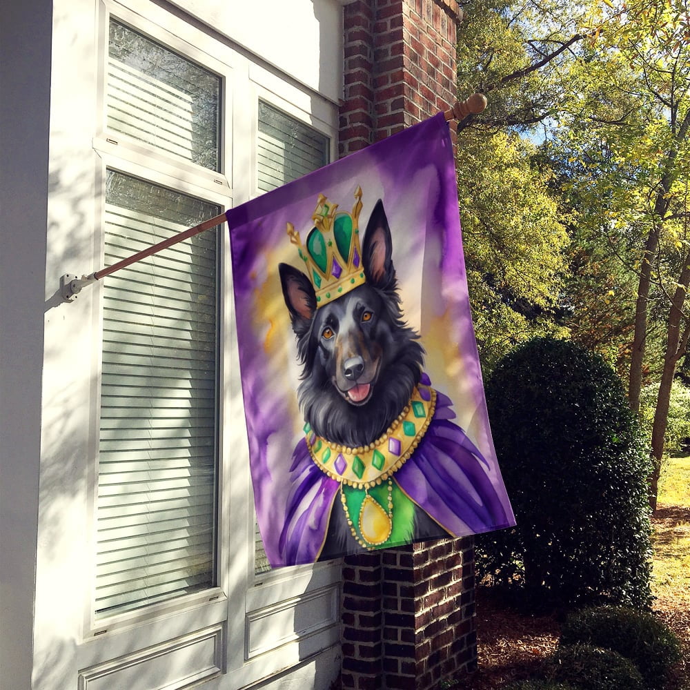Belgian Sheepdog King of Mardi Gras House Flag 28 in x 40 in