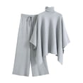 thumbnail image 6 of Elegant Women'S 2-Piece Cape Tunic & Wide-Leg Palazzo Pants Set - Flowy Casual Outfit For Daily & Dressy Occasions, 6 of 6