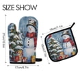 thumbnail image 2 of 2 PCS Oven Baking Gloves Set Heat Resistant Oven Mitt & Pot Holder Set Cooking Mitts Kitchen Home Supplies Christmas Scene with Snowman, 2 of 5
