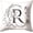 R, variant on Letter D Floral Pillow Cover 18x18 Inch - Black & White Botanical Monogram Wreath Design, Elegant Decorative Cushion Case for Sofa Bed Living Room Bedroom (Insert Not Included)