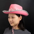 thumbnail image 4 of 2x Sombrero de Vaquero con Plumas Rosa, Gorras de Vaquero, Sombrero de de Disfraces de Vacaciones, de Vaquero Occidental Salvador Sombrero de vaquero, 4 of 10