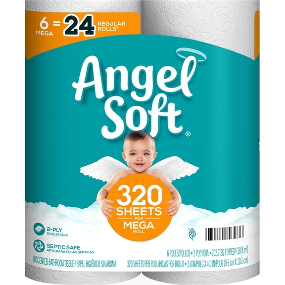 Angel Soft 2-Ply Unscented Bathroom Tissue 6 Rolls