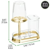 mDesign Toothbrush and Toothpaste Holder with Bathroom Cup, Clear/Soft ...