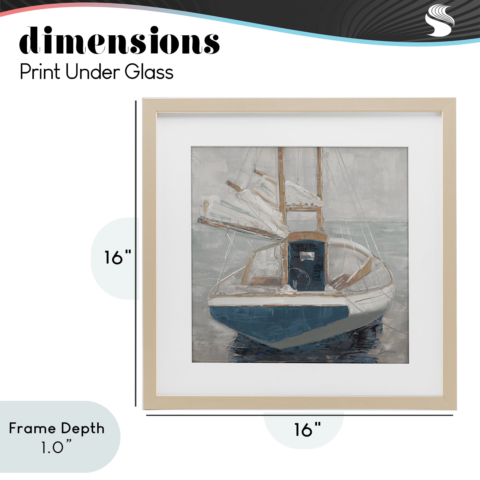 Stupell Industries Serene Harbor Sail Boat Birch Framed Print Under Glass, design by John Burrows