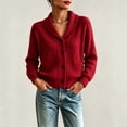 thumbnail image 3 of HTNBO Women's Shawl Collar Cable Knit Cardigan Long Sleeve Button‑Down Loose Casual Sweater with Pockets, 3 of 5