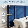 thumbnail image 4 of Full Size Blue Velvet Upholstered Platform Bed Frame with Adjustable Vertical Channel Headboard, Wooden Slats, No Box Spring Needed, 4 of 7