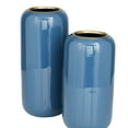 thumbnail image 5 of DecMode 13", 11"H Blue Metal Vase, Set of 2, 5 of 8