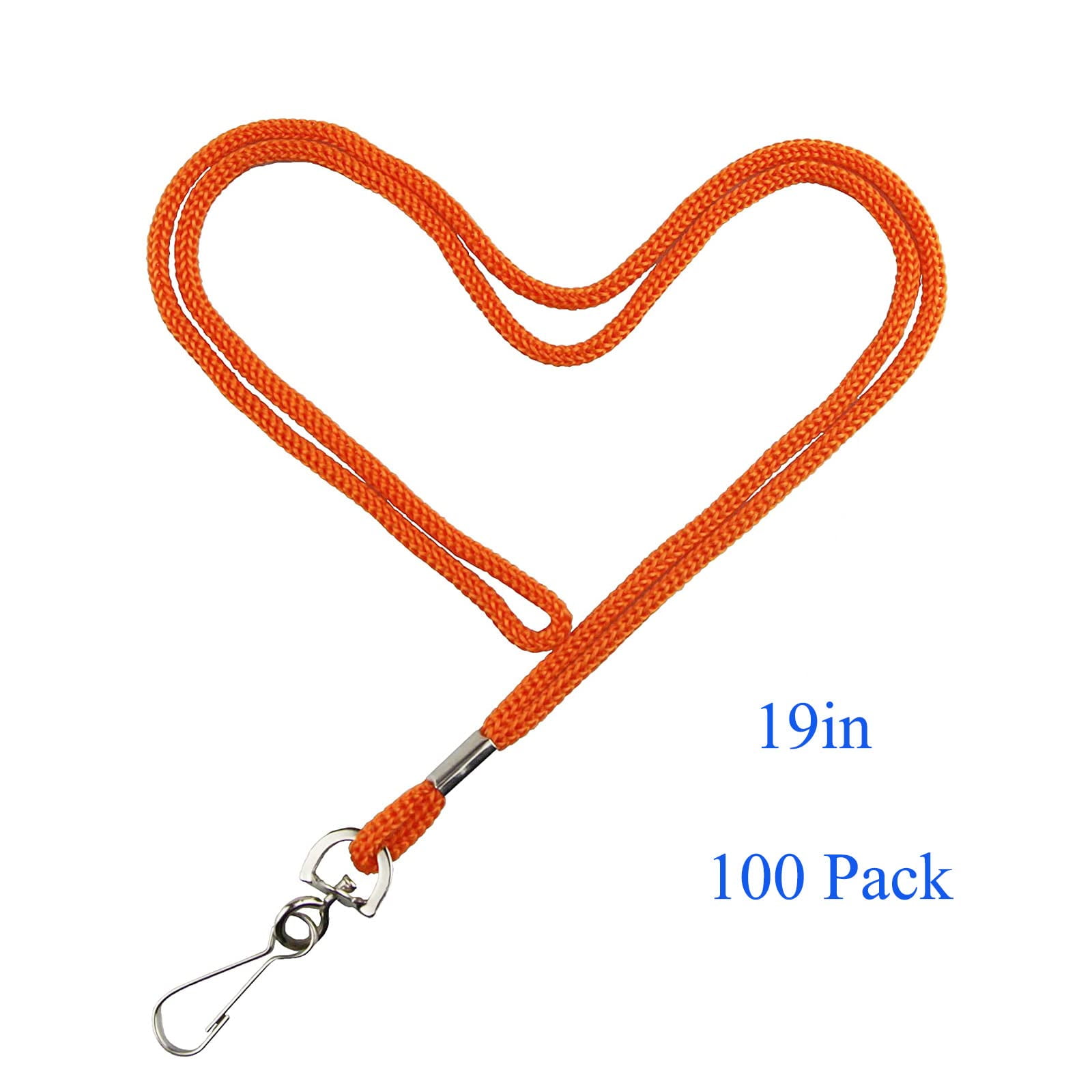 100 Pack Orange Badge Lanyards Business Card Id Employee Students Round 36" With Swivel Hook