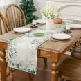 thumbnail image 2 of Spring Summer Table Runner, Spring Summer Decorations Off White Eucalyptus Leaves Green Table Runner Seasonal Summer Decor for Home Holiday Party Decor Dining Table Decoration (13'''' x 36''''), 2 of 6