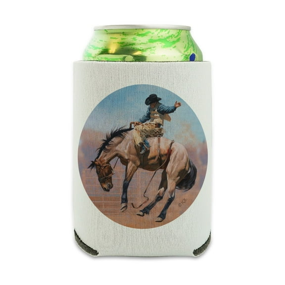 Saddle Bronc Horse Cowboy Riding Rodeo Event Can Cooler - Drink Sleeve Hugger Collapsible Insulator - Beverage Insulated Holder