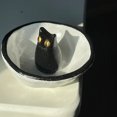 thumbnail image 4 of Soporte de baratija de gato para anillos, collar, pulsera, cuenco/plato, organizador de pendientes, plato de anillo de gato de resina negra para pendientes, 4 of 5