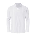 thumbnail image 4 of Baqcunre Mens Shirts Mens Spring And Summer Fashion Casual Cotton And Collar Button Long Sleeve Shirt Top Blouse Linen Shirts For Men Tops For Men White XL, 4 of 4