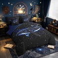 thumbnail image 2 of meiyoeat Galaxy Star Whale Twin Bedding for Kids Boys Girls, Magic Starlight Celestial Animal Bedding Comforter Set, Dark Blue, Blue Reversible, 7pcs, 2 of 6