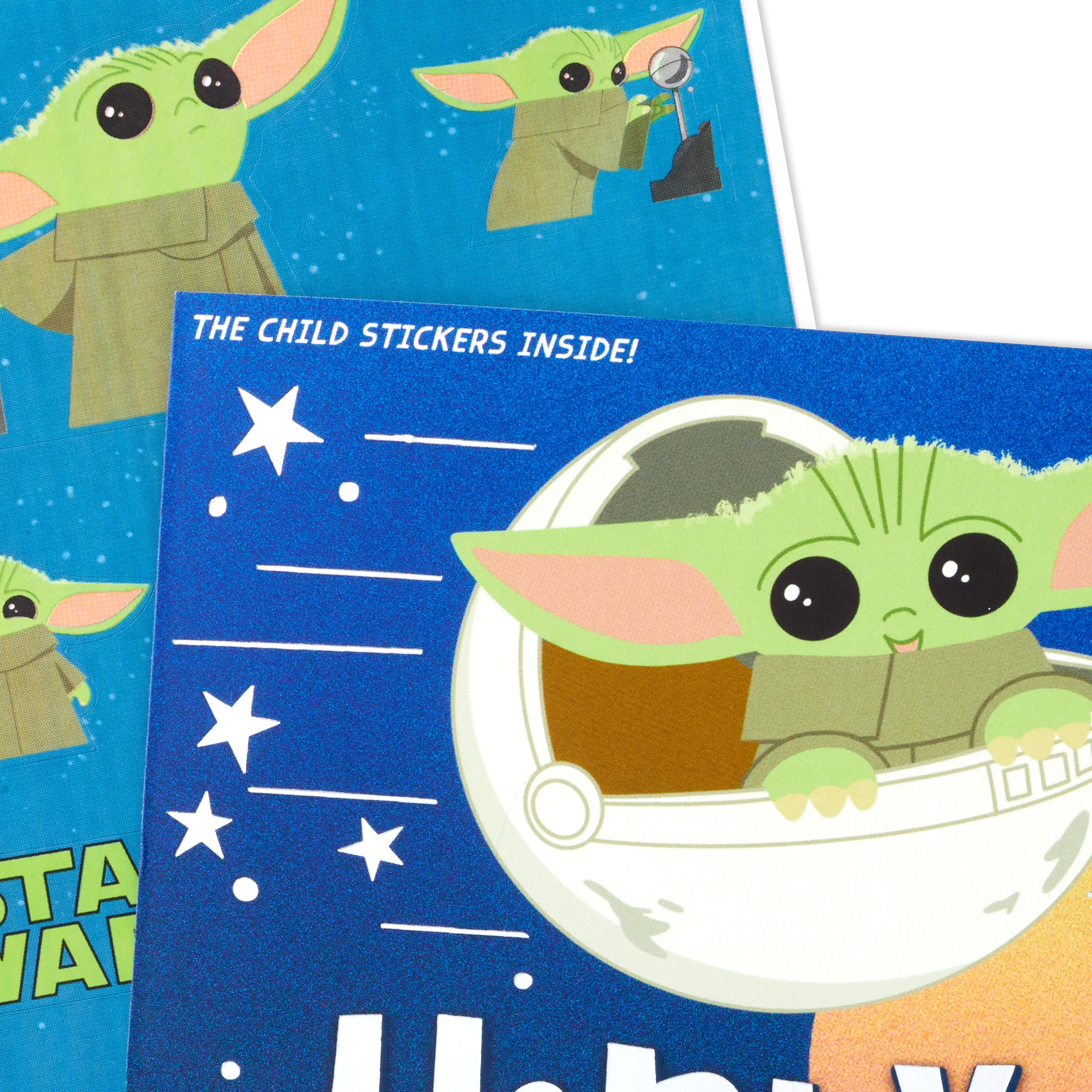 Hallmark Star Wars: the Mandalorian Grogu Birthday Greeting Card with Stickers (Cute and Loved)