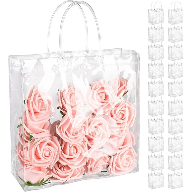 Bolsas de Regalo Transparentes PVC con Asas - Reutilizables para Compras, Boda, Cumpleaños y Fiesta