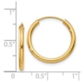 thumbnail image 2 of 14k Yellow Gold Hollow tube 2mm Polished Round Endless Hoop Earrings 17x17mm Wide 2mm Thick Hoop Earring for Women, 2 of 2