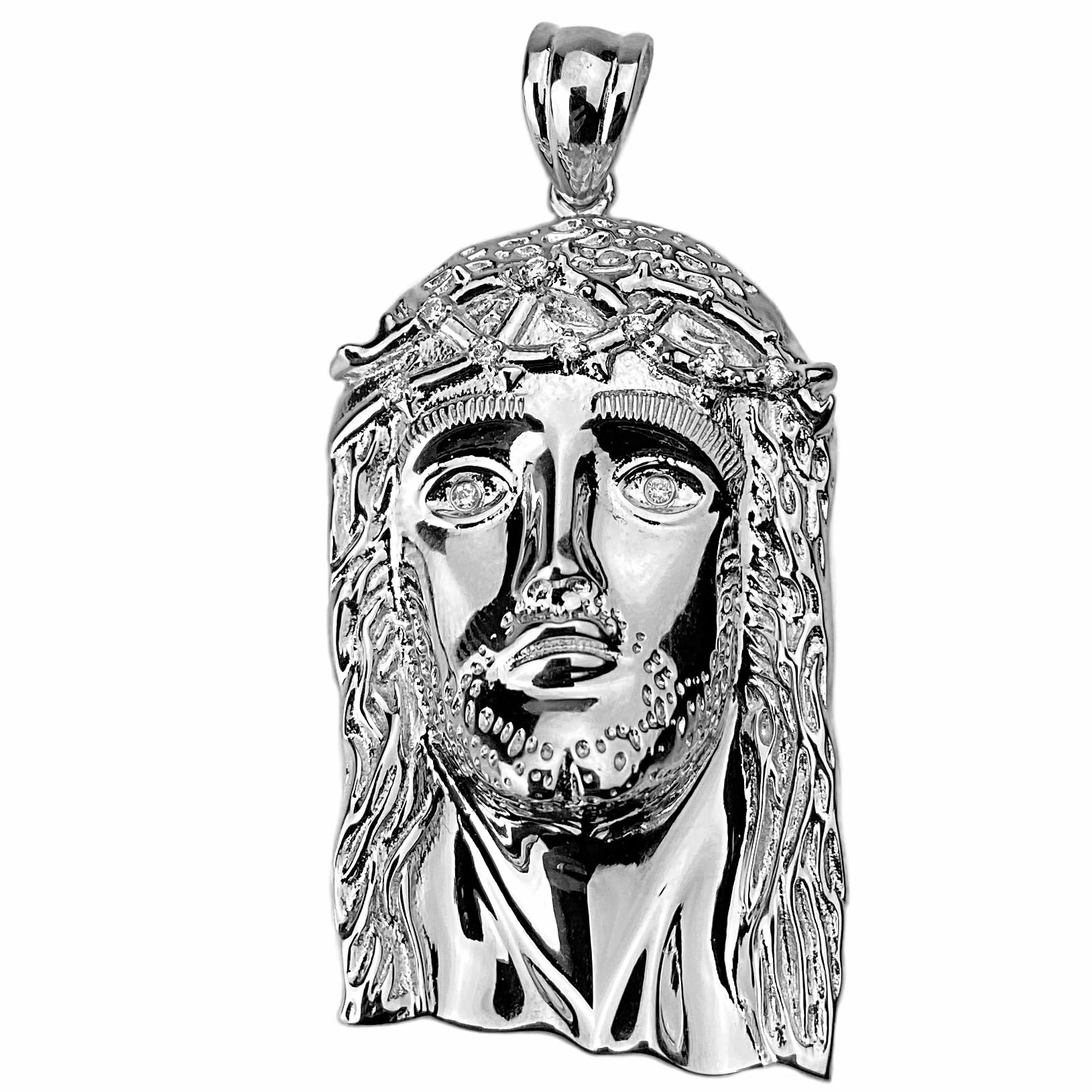 Solid 925 Silver & 14k Gold Jesus Piece HIP HOP 0.1ct REAL Natural Diamond Iced 