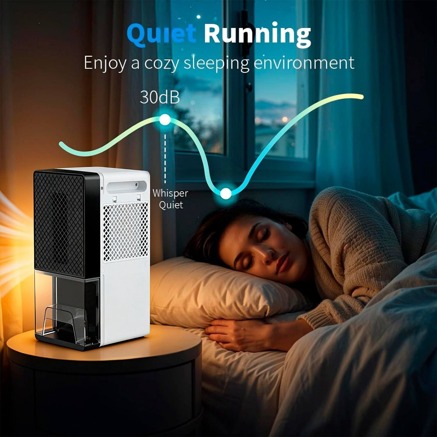 Ouxumoll Dehumidifier, Dehumidifiers for Home, Dehumidifier for Home 1000 Sq.Ft, Quiet with Auto Shut Off, Timer, 7 Ambient Lights, Black&White
