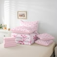 thumbnail image 6 of Manfei Lovely Bow Knot Bedding Comforter Set 7 Pieces,Princess Bowtie Full Bedding Set,Girl Pink Fitted Sheet Flat Sheet For Teens,Luxury Bedroom Decor Reversible, 6 of 8