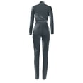 thumbnail image 7 of Babysbule Womens Fall Plus Top Sets Outfit Stylish Women Pocket V-neck Casual Solid Color Long Sleeve + Pants Set, 7 of 7