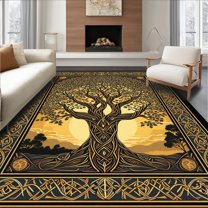 Flatwoven High Traffic Area Rug, Chic Natural Patterned Appeal, Non Slip, Stain Resistant, Washable Area Rugs for Living Room, Bedroom(Gold, 6X9)