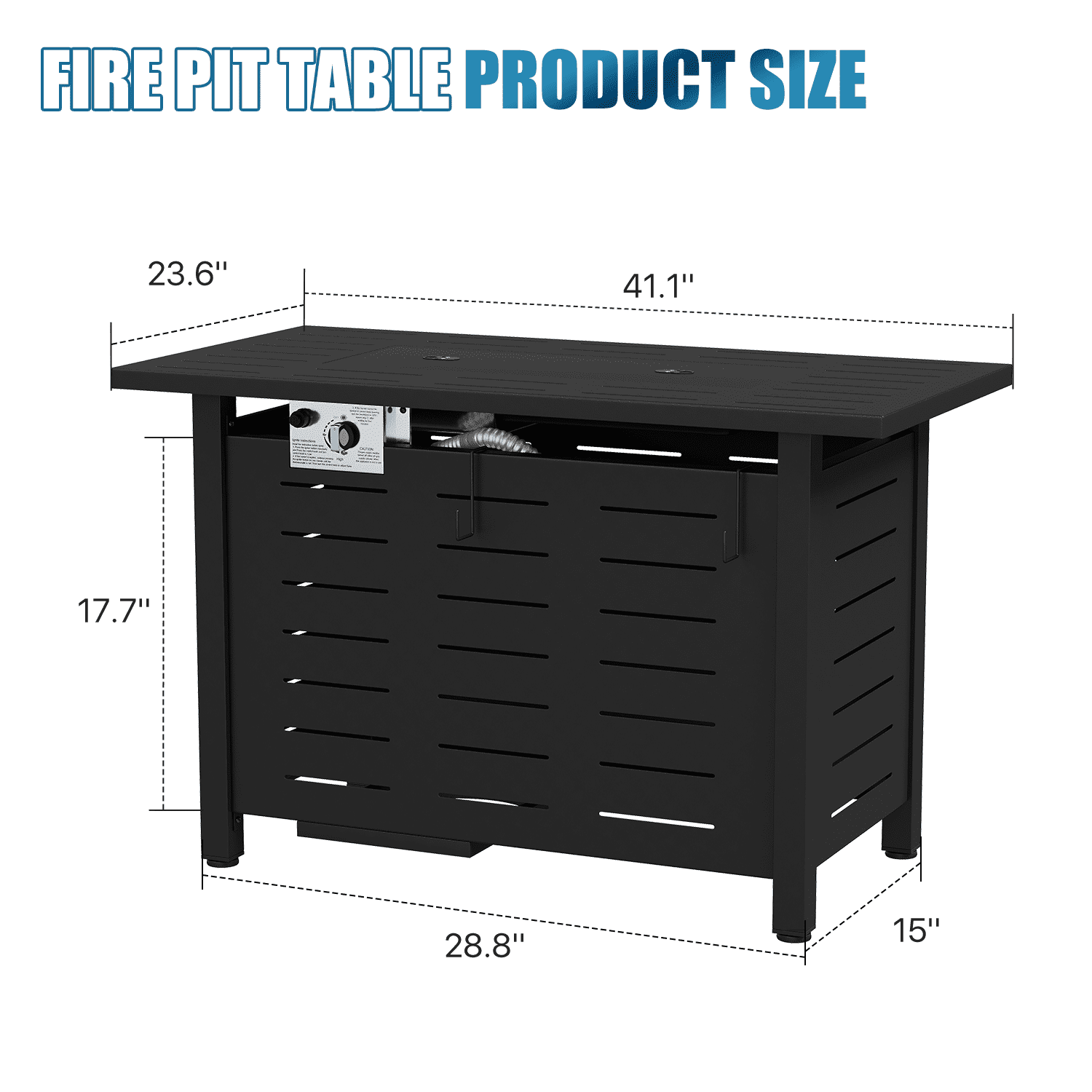 Sunmthink 42" Propane Fire Pit Table 50,000 BTU Steel Gas Fire Table with Waterproof Cover,Black