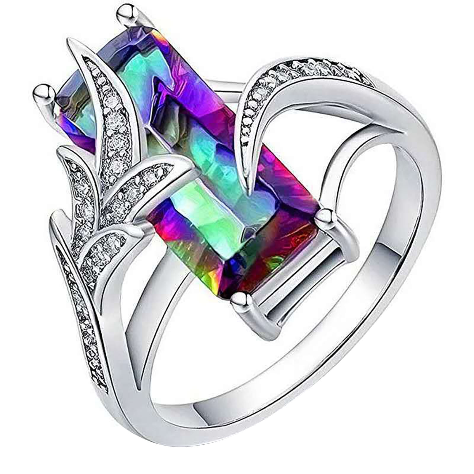 Copper Fashion Zircon Women Wedding Jewelry Simple Ring Size 6-10 