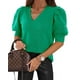 thumbnail image 1 of Jersey Goranbon Puff de manga corta para mujer, color verde brillante, 1 of 2