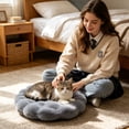thumbnail image 6 of Plush Bubble Pet Bed Mat, Warm Round Calming Cushion for Indoor Cats and Small Dogs, Soft Orthopedic Sleeping Mattress for Crate Sofa Car Seat, Washable Cozy Lounge Fleece Pad, 6 of 6