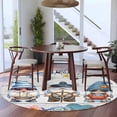 thumbnail image 3 of Summer Gnomes Nautical Round Area Rug 7Ft Washable Circle Rugs for Dorm Laundry Room, Blue Coastal Grey Wooden Non-Slip Carpet Floor Mats Indoor Outdoor Carpet Runner Aesthetic Home Decor, 3 of 8