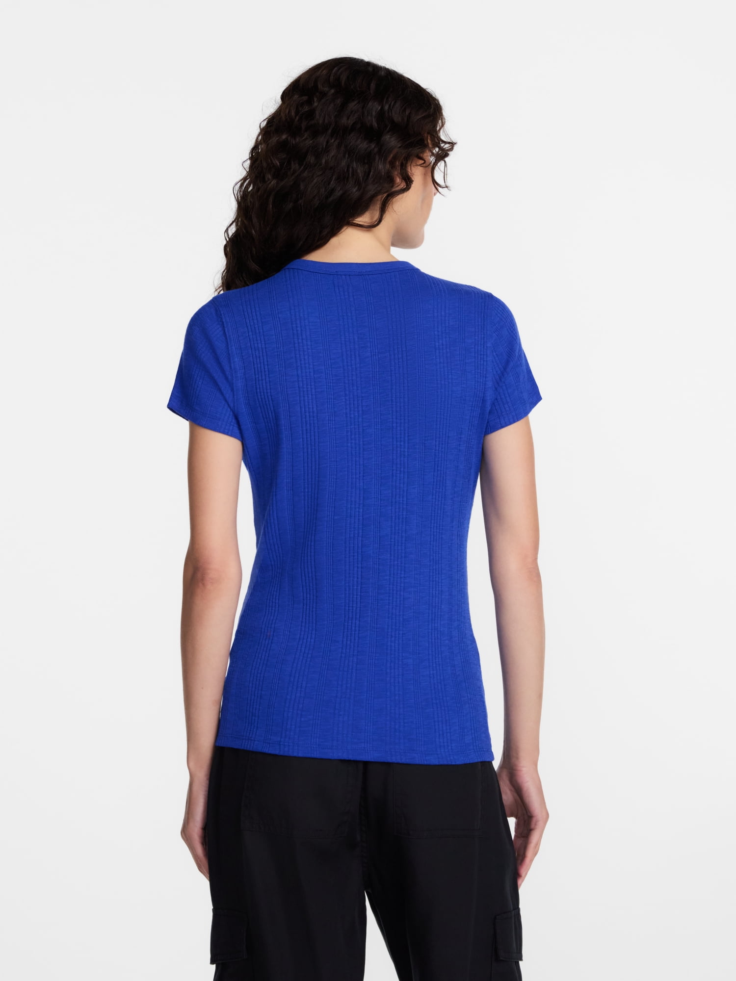 Scenario Women's Variegated Rib Tee with Short Sleeves, Sizes XS-XXXL