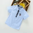 thumbnail image 2 of WREESH Boys' Football Print Short Sleeve Casual Button Down Shirt, Thin Material, for Ages 3-8 Light Blue, 2 of 4