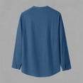 thumbnail image 6 of Timoontee Men Mandarin Collar Frog Button Long Sleeve Linen Shirt Loose Relaxed Fit Breathable Oriental Vintage Daily Resort Casual Tops Blue S, 6 of 9