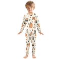 thumbnail image 6 of FORMRS Long Sleeve Top and Pants Pajama Set for Niños 2-Piece Sleepwear, Sizes 18M-8Y, Beige Fall Leaves, 6 of 6