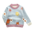 thumbnail image 2 of Esaierr Kids Baby Girls Crewneck Sweater Fall Winter Padded Thickened Flower Sweater for 1-7Y, 2 of 5