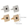 thumbnail image 2 of HLONK 2 Pairs Square Rhinestones Cufflink Nails Men‘s Shirt Button Trendy Jewelry, 2 of 6