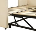 thumbnail image 3 of DreamBuck Twin Daybed with Pop up Trundle, Wood Upholstered Daybed Frame with Extendable Trundle, Tufted Daybed with Wood Slat Support, Twin Size Daybed for Bedroom, Living Room, Easy Assembly, 3 of 10