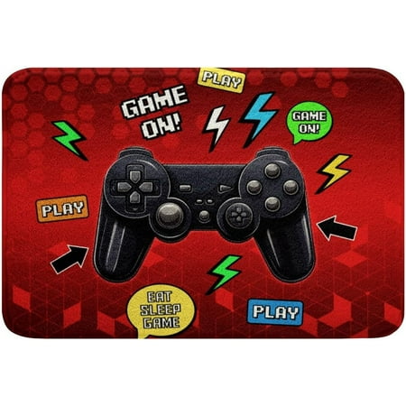

Black Gamepad Bath Mats Blue Geometric Bathroom Mats Rugs Video Games Rug Carpets Floor Mat Bathroom Decorationsches for Kitchen Bedroom Door Mat 24x16 Inch