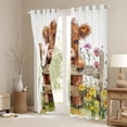 thumbnail image 3 of Manfei Cartoon Highland Bull Kid Black Out Curtains, Vibrant Groovy Flower Curtains Pack of 2 (42x63 Each), Rustic Animal Bedroom Curtains, Curtains and Drapes Decor, 3 of 6