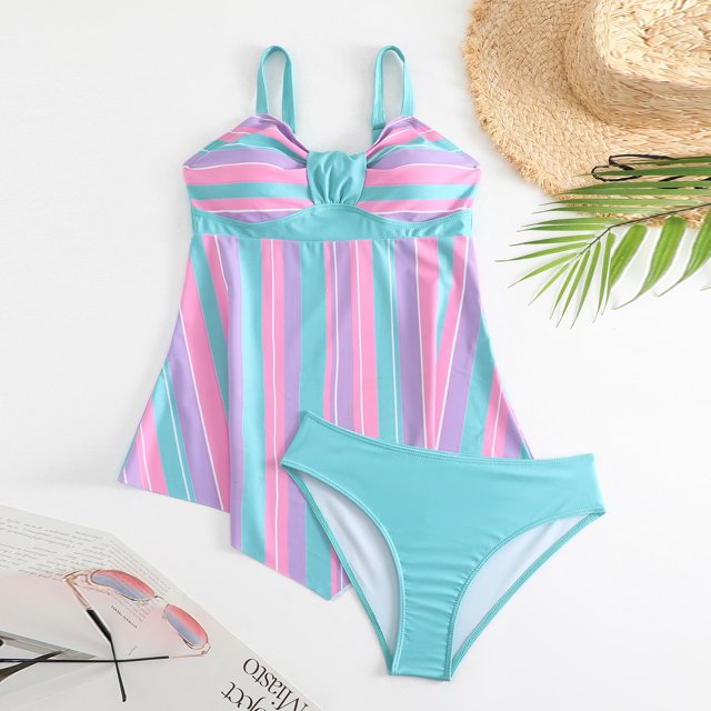 UPPADA Tankini Swimsuits for Women High Waisted Bathing Suit Two Piece Tank Top with Bottom Brief Swimsuit Ruched Tummy Control Bathing Suits Flowy Beachwear Clearance Blue,XL