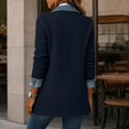 thumbnail image 5 of Women’s Denim Patchwork Cardigan Jacket Long Sleeve Button Down Lapel Casual Outerwear with Pockets, 5 of 5