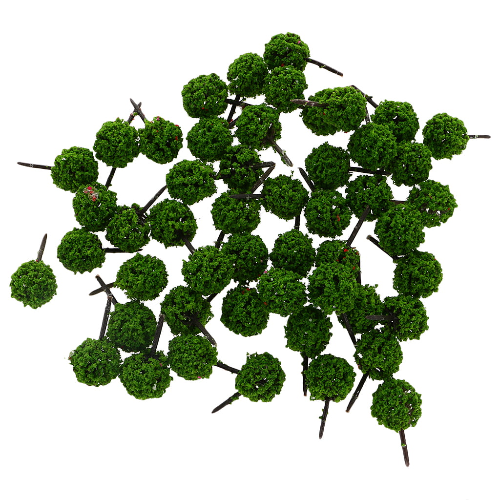Pack of 50pcs Light Green Ball Shaped N Scale Scenery Model Trees 3cm/1.18'' 